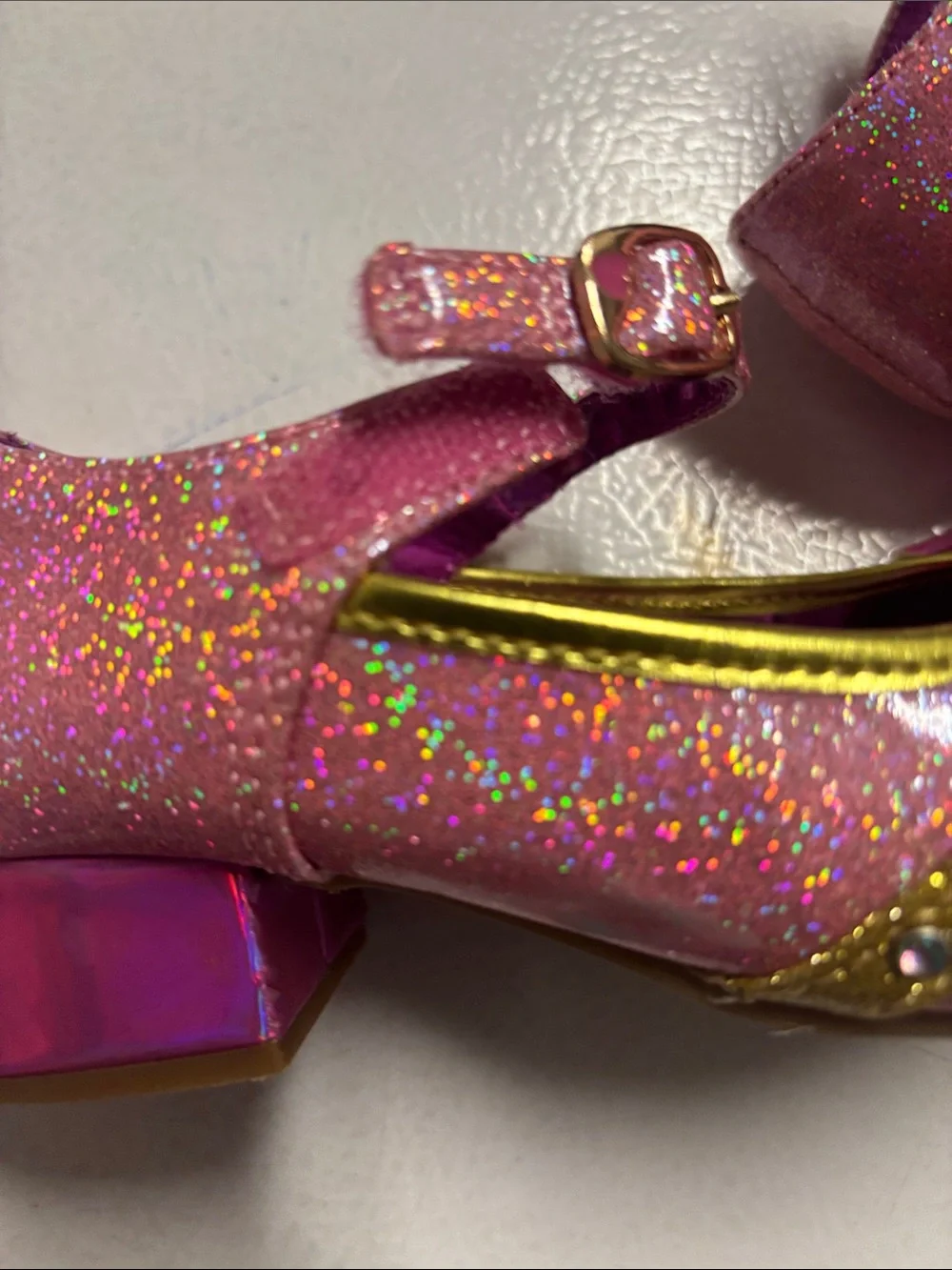 Disney Girls Pink Sparkle Princess Mary Jane costume Shoes with Bow